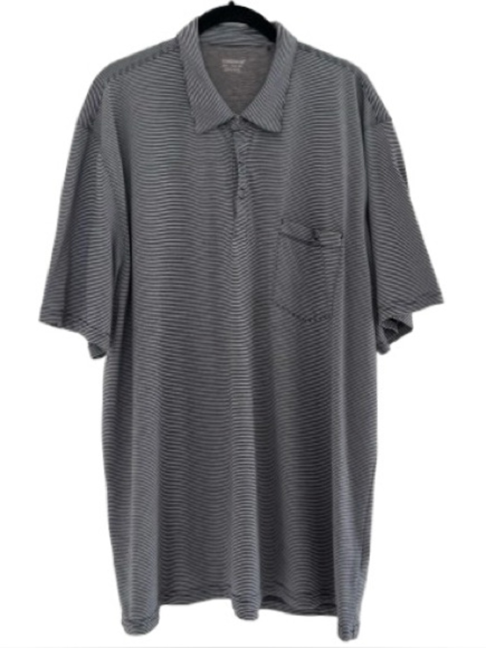 Toad&Co. Black Grey Marko Polo Short Sleeve T-Shirt Stripes Organic Cotton Blend